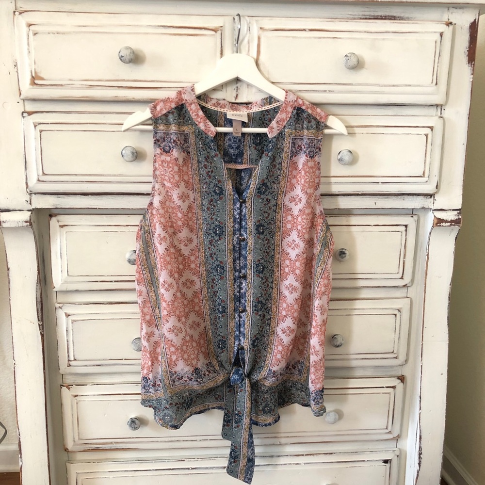Knox Rose Tie-front tank top blouse size L